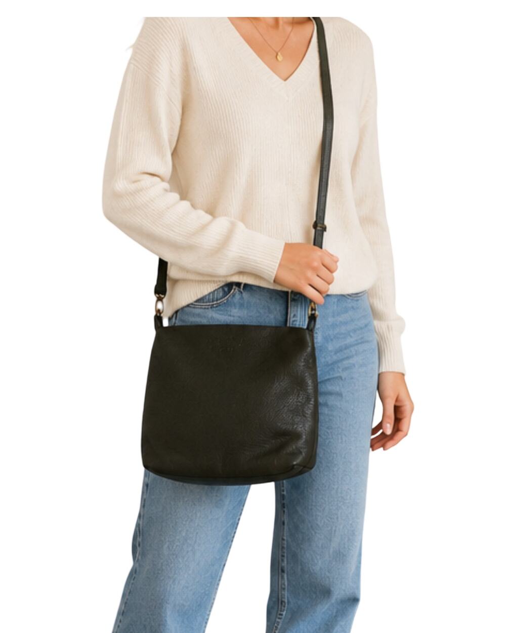 GH Bass Pebbled Leather Purse Dark Green Slouchy Crossbody Adjustable Strap